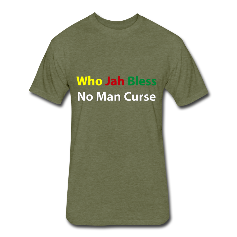 Fitted JAH BLESS Tees - heather military green