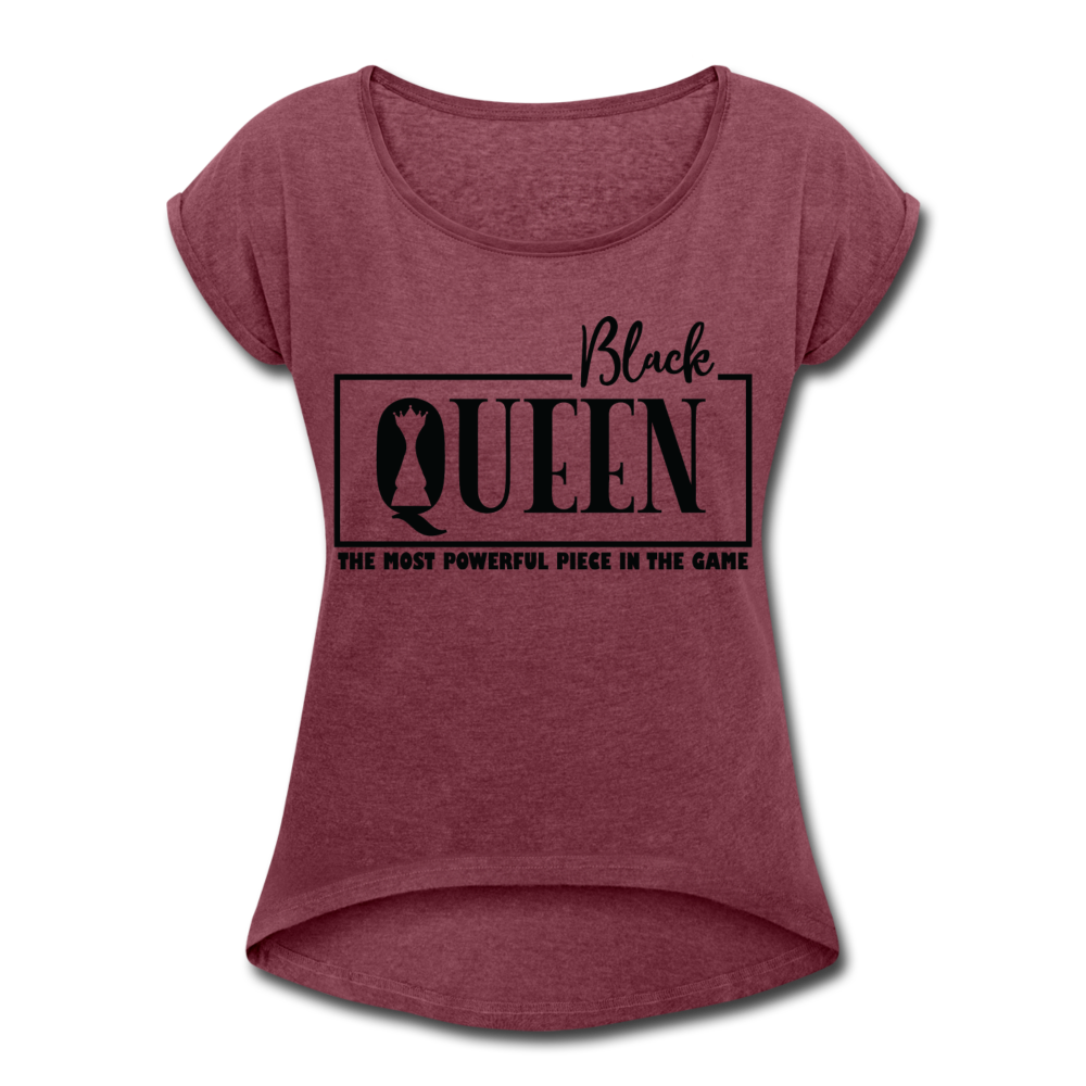 Queen Women's Roll Cuff T-Shirt - heather burgundy