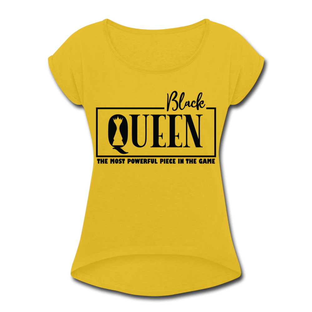 Queen Women's Roll Cuff T-Shirt - mustard yellow