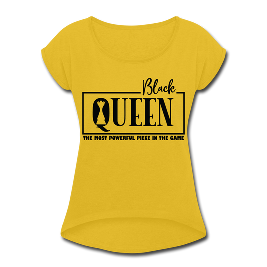 Queen Women's Roll Cuff T-Shirt - mustard yellow